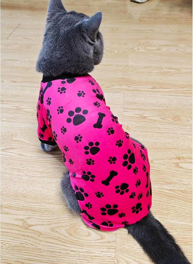 PET SHOW 4 Pack Paw Print Fleece Dog Pajamas Warm for Extra Large Dogs | Soft stretchy dogs onesies,boy girl pjs with sleeve,holiday jumpsuit costume for large pets,XXL