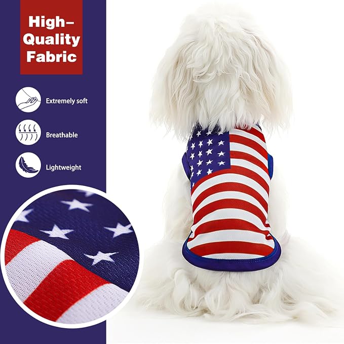 American Flag Inspired Dog Vest: Perfect Dog Shirt, Ideal Tank Top for Everyday Wear, Independence Day Celebrations Crafted Materials for a Cute and Stylish Look Blue M