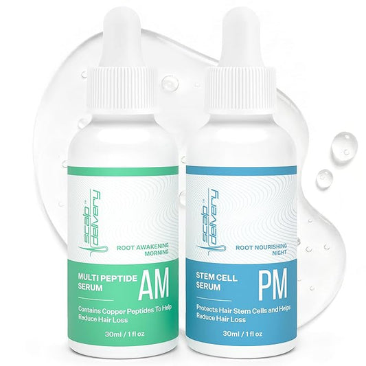 Scalp Delivery AM/PM GHK-CU Peptide, Hair Growth Serum | DHT Blocker, Stem Cells Hair Treatment with Redensyl + Capixyl + Anagain + Procapil | Multi-Peptide Serum for Hair Density | 2 x 30 mL