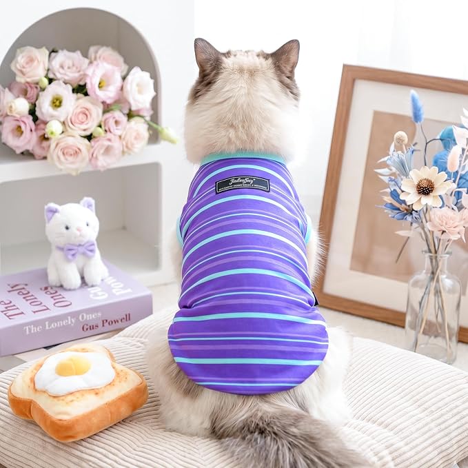 Soft Striped Dog Shirt, Cozy Warm pet Vest for Small Medium Dogs, Classic Puppy cat Clothes for Indoor Outdoor Outfits