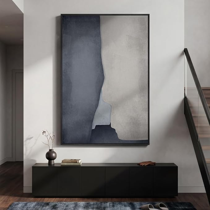 Extra Large Framed Neutral Abstract Wall Art for Living Room, 40x60 In Oversized Modern Gray and Beige Canvas Prints Paintings, Big Vertical Minimalist Pictures for Hallway Dining Bedroom Wall Decor