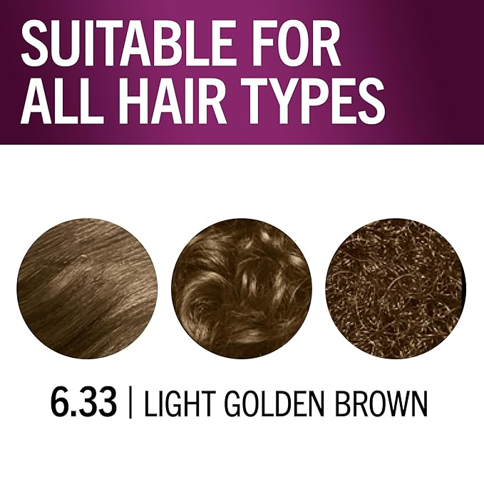 Schwarzkopf Keratin Permanent Hair Dye Cream, 6.33 Light Gold Brown, Professional Quality Color for Up to 100% Gray Coverage, Bond Enforcing System