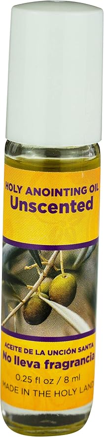 Unscented Holy Land Anointing Oil from Israel, 1/4 oz Roller Bottle from Jerusalem, Locally Sourced Virgin Olive Oil & Essences, Gift for Pastors, Priests, Rabbi, & Clergy, Aceite Ungido Sin Perfume