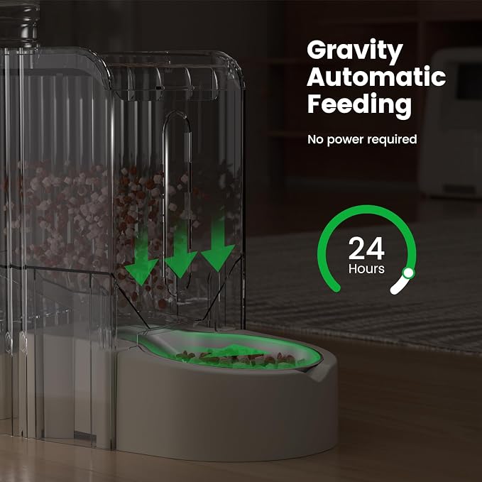 Gardner Pet Gravity Automatic 2-in-1 Pet Feeder, 0.8 Gallons*2 Cat Feeder and Water Dispenser Set, 100% BPA-Free Feeder and Stainless Steel Water Dispenser for Dogs, Cats, Rabbits, Puppies (Beige)
