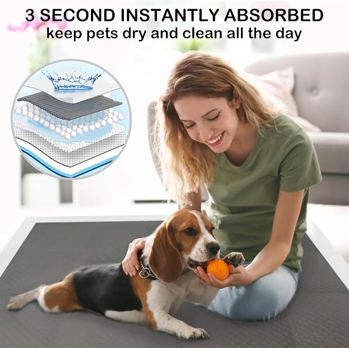 Extra Large 48"x36" 40 Pcs Odor-Control Super Absorbency Charcoal Pee Pads for Dogs,Leak-Proof Pet Training Pee Pads,Thicken Disposable Potty Pads Puppy Training Pads for Cats Rabbits