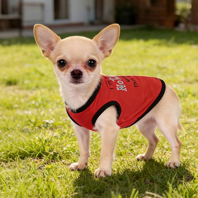 hoyuwak 4 Pieces Pet Shirts Funny Dog Printed Clothes Dog Sleeveless Vests | Cool Breathable Puppy Clothes Dog Outfit for Summer