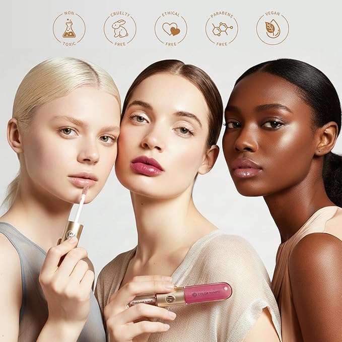 Color Nymph Matte Liquid Lipstick with Clear & Shimmer Lip Oil | 2PCS Lip Makeup Set for Women & Girls | High Pigment Color Long-Lasting Dual Ended Lip Gloss | Cruelty-Free & Vegan (2-Count, 04)