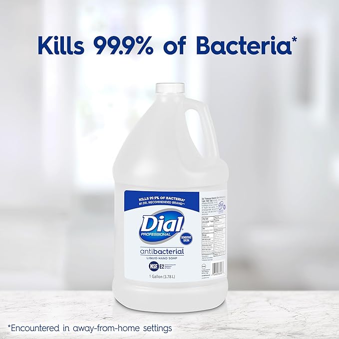 Dial Professional Sensitive Skin Antibacterial Liquid Hand Soap, 1 Gallon Refill, 128 Fl Oz