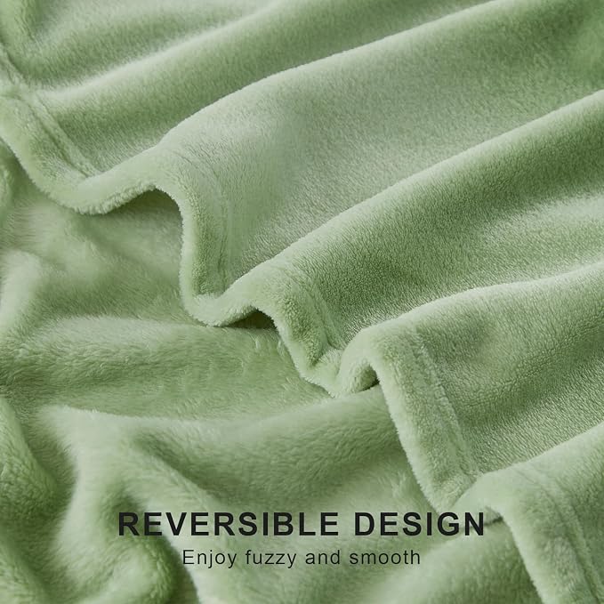 Hansleep Throw XL Sage Green Fleece Blanket, Soft Flannel Bed Blanket | Fuzzy Cozy Blanket 50x70 Inches, Multi-use for Bed, Sofa, Couch, Travel, Camping, All Season Warm Lightweight Cover