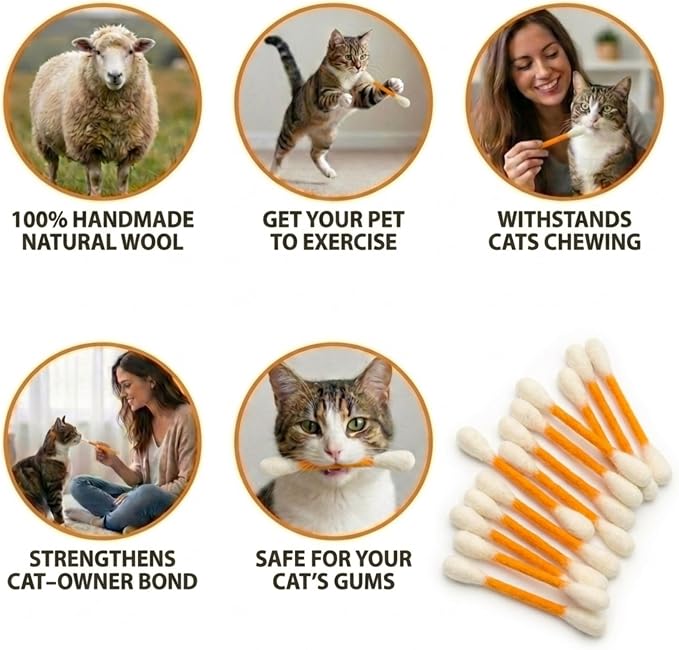 Glaciart One Swabs Cat Toys with Catnip - 6 Pk | Durable for Chew, Cute Cat Toys Interactive Kitty for Boredom, Exercise, & Play | Filled w/Organic Catnip for Anxiety & as Digestive Aid | Gift Idea