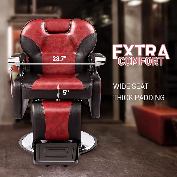 OmySalon Classic Barber Chair Reclining Hair Salon Stylist Chair All Purpose, Heavy Duty Hydraulic Pump, Adjustable Headrest, Tattoo Barbershop Beauty Spa Equipment