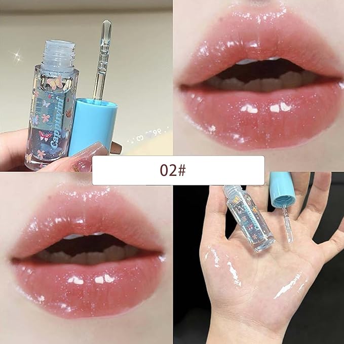 4Pcs Clear Lip Gloss Oil Set, Glitter, High Shine, Moisturizing, Long Lasting Plumping Lip Oil, Lip Glow Oil for Kids and Teens