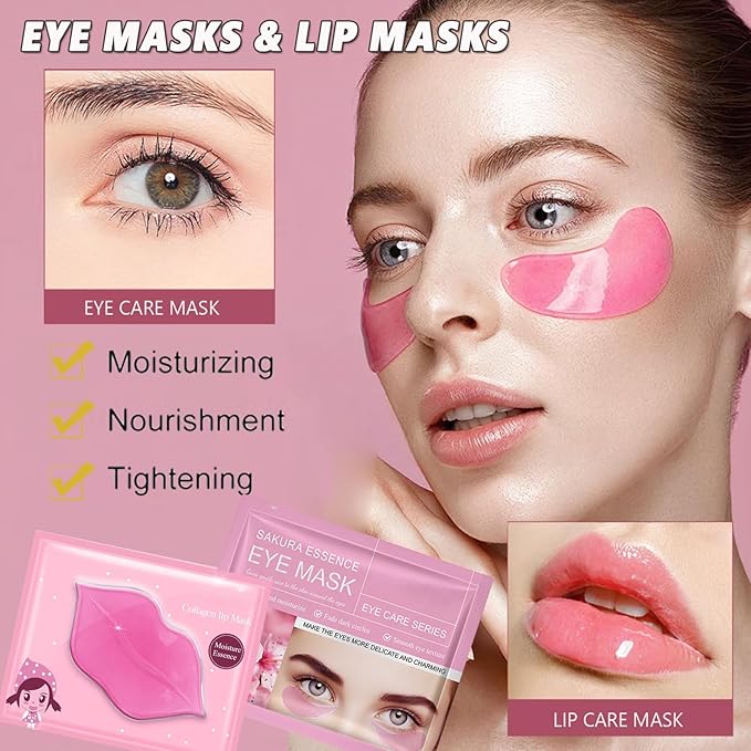 30Pcs Lip Mask Under Eye Masks Patches,Crystal Collagen Hydrating Moisturizing Smoothing Lips Gel Pads for Puffy Eyes Bags,Dark Circles,Puffiness,Fine Lines,Wrinkles,Anti-Aging Red Pomegranate