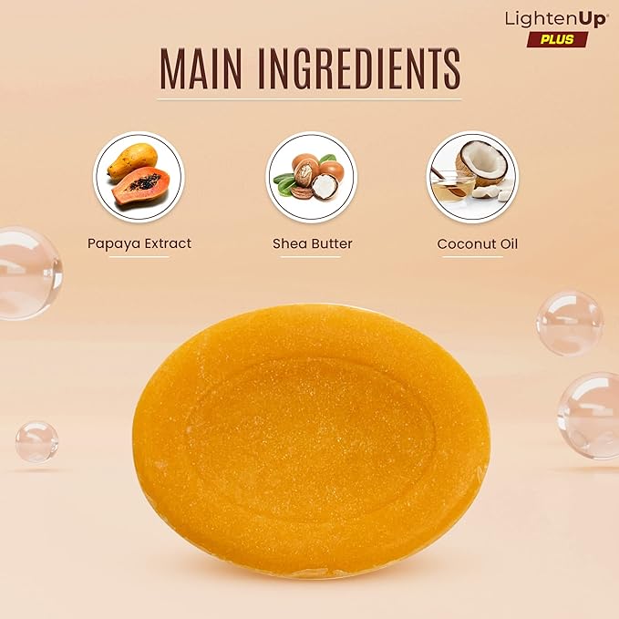 Lighten-Up Papaya Soap - 3.38 fl oz / 100 g- Natural Papaya Bar - Moisturizing Exfoliating Soap, Coconut Oil & 4% Shea Butter - Brightening for All Skin Types