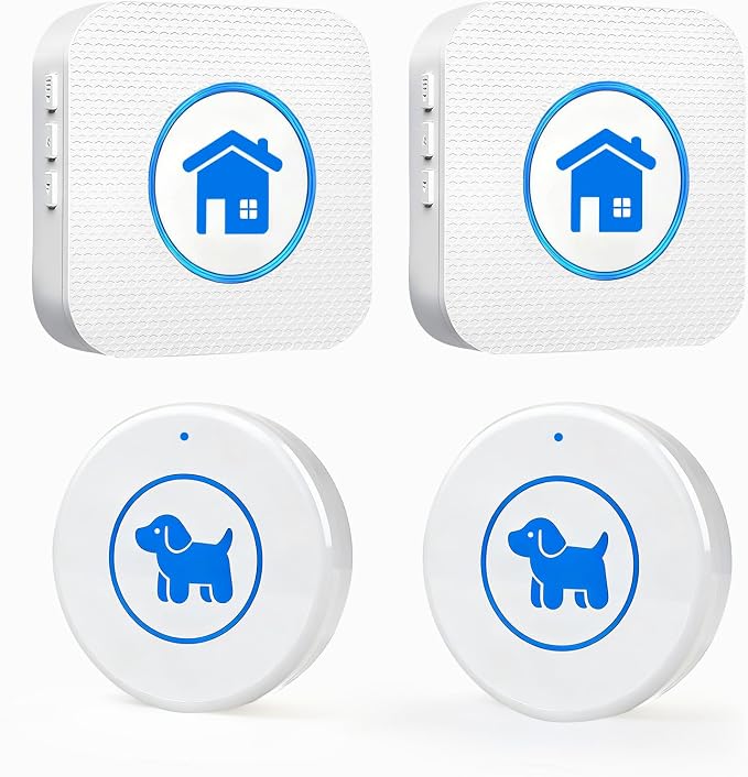 Dog Door Bell 2026 Enhanced Touch, Wireless Doggie Doorbell for Potty Training to Go Outside, IP65 Waterproof, 1000ft Range, 55 Melodies, 5 Modes & Adjustable Volume (2 Receivers+2Buttons-WIHTE)