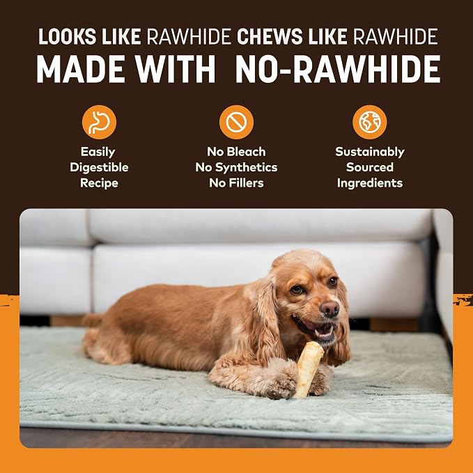 Earth Animal No Hide Dog Chews - Rawhide Free Small Rolls 2 Count Chicken | Small Rolls Chicken Flavored Natural Rawhide Free Long Lasting Dog Chews - Pet Treats for Small Dogs