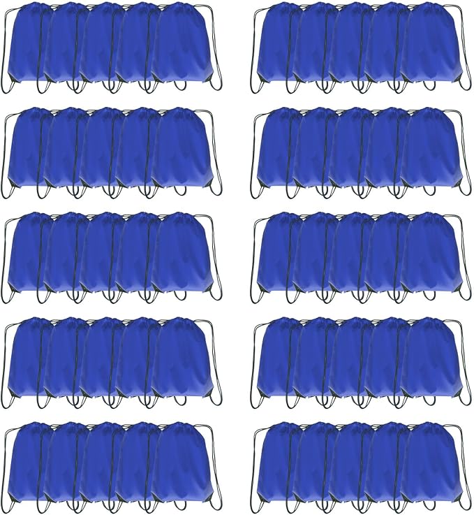 Drawstring Backpack Bulk 50 Packs Draw String Backpack Bags DIY Gym Sports Traveling Trip ride Pedestrianism Yoga Cinch Bag Sackpack Drawstring (royal blue)