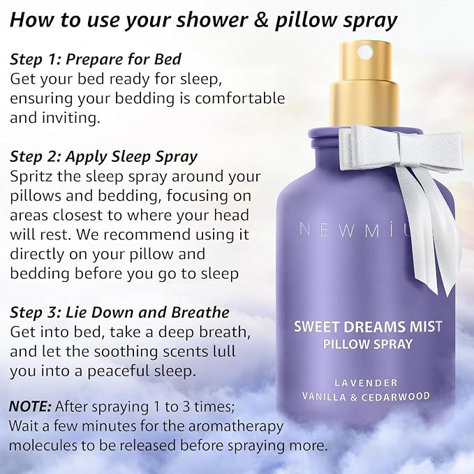 Sweet Dreams Sleep Pillow Spray Lavender Vanilla Cedarwood Essential Oil Aromatherapy Mist Calming Stress Relief Bedtime Shower Spray Self Care Gift