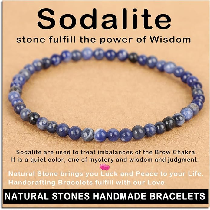 AD Beads Handmade Gemstone Stretch Elastic Bracelet Crystal Healing Reiki Nature's Beauty and Spiritual Essence Unisex