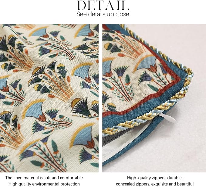 patdrea Designer French Vintage Linen Throw Pillow Cover,12"x28"-Wensel D | RusticDecorative Pillow Case,Farmhouse Floral Pattern,Cushion Coverfor Couch Living Room Bedroom Sofa
