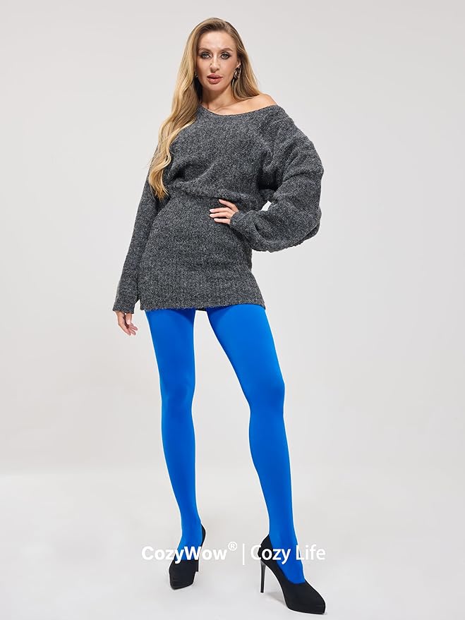CozyWow Women's 80D Soft Opaque Tights, High Waist Solid Color Womens Tights with 30+ Colors