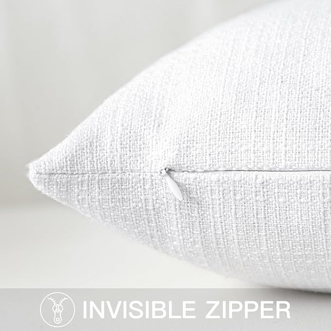 OTOSTAR Linen Throw Pillow Cover Set of 1 Decorative Square Pillowcases Cushion Covers 20x20 Inch for Home Decor Sofa Bedroom Car 50 x 50CM Pure White