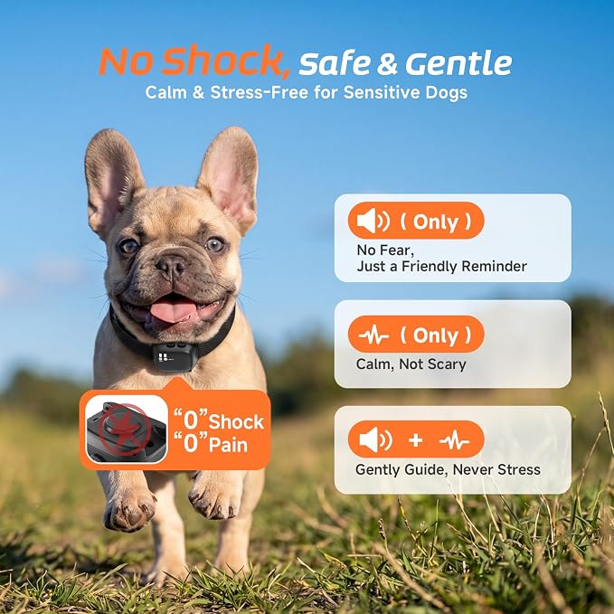 Tiny Bark Collar for Small Dogs 5-15lbs, Only 1.4*1 in & 0.6oz, No Shock Anti Barking Collar with Vibration & Beep, Extra Small &Rechargeable Bark Collar for Dog Training, 5 Sensitivity Levels(Black)