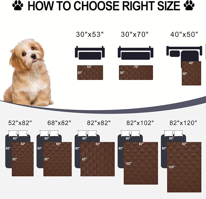 Smiry Reversible Waterproof Pet Couch Covers for Sofa | Washable Dog Couch Sofa Covers, Water Resistant Furniture Protector Slipcover, Geometric (82"x120", Brown/Chocolate)