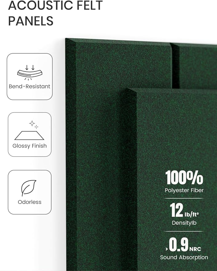 Fluxynara 36" x 24" Large Felt Bulletin Board, Pine Green | 6 Pack Cork Board Alternative with 30 Safe Adhesive Tabs, Felt Pin Boards for Wall Decor, Home, Office, Classroom, Dorm