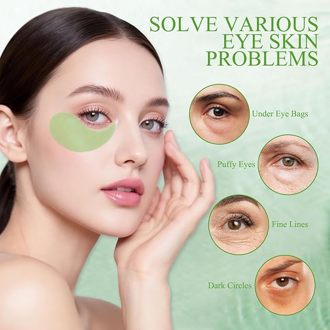 Under Eye Patches for Dark Circles and Puffiness, Aloe Vera Eye Masks 60 Pcs, Anti-Aging Eye Treatment to Reduce Wrinkles & Fine Lines, Hydrating & Firming Under Eye Skin with Natural Ingredients
