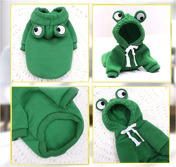 Warm Dog Pet Winter Clothes Cute Frog Shape Dogs Coat Hoodie, Green,XXL | Pet Dog Frog Costume Jacket Outfits Outerwear for French Bulldog Chihuahua Pug Boston Terrier Dachshund Ropa Para Perro