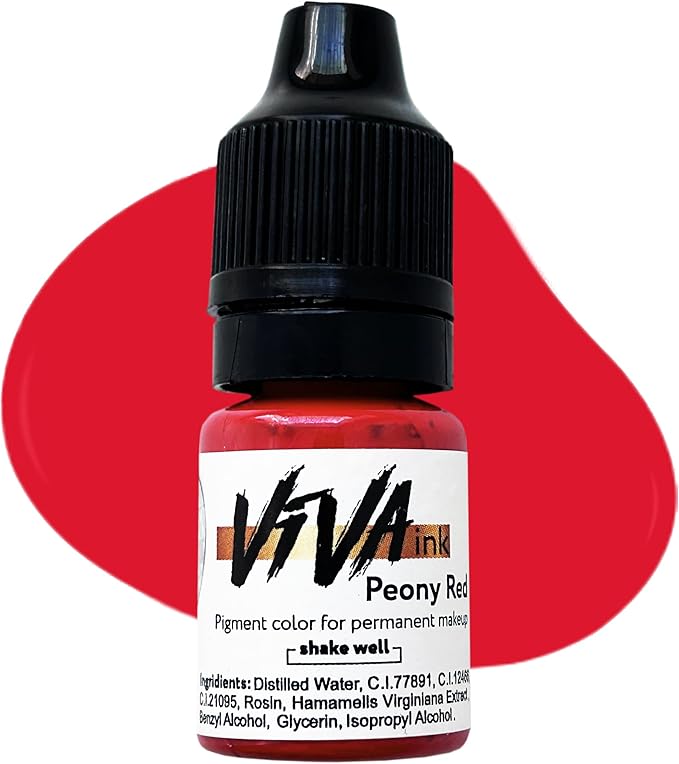 Lip Pigment – Peony Red – Permanent Lip Makeup – Microblading Ink for Durable and Colorful Lips – Long Lasting Color Lip Cosmetics (0.2 oz)
