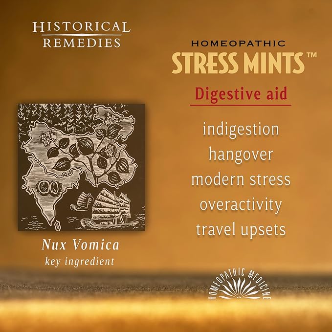 Stress Mints (12 Pack) | Homeopathic Lozenges to Aid Stress & Digestion, Organic Peppermint Flavor, Vegan & Gluten-Free, Non-Habit Forming