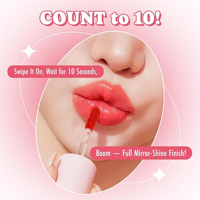 Peach C Jelly Beam Tint - Long Lasting Korean Lip Tint Stain Plumping Jelly Lip Gloss - Lightweight, Moisturizing & Buildable Lip Makeup Jelly Tint Blush with Vitamin E (Sweet Boom, 0.07 oz)