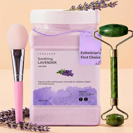 Jelly Face Mask for Facials - Lavender Hydrating, Brightening & Nourishing Jelly Mask with Free Jade Roller & Spatula | Professional Hydrojelly Masks | Vajacial Jelly Mask | 23 Oz Jar Skin Care