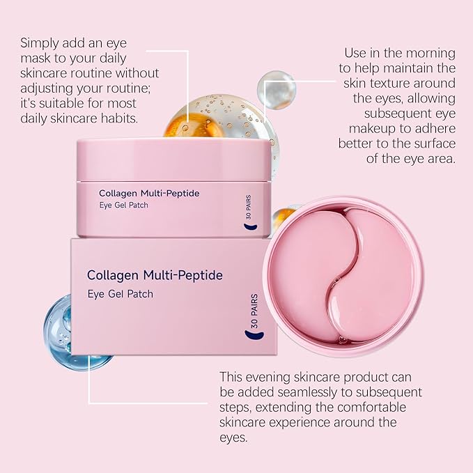 Collagen Eye Patches, Peptide Eye Patches - 30 Pairs Collagen Under Eye Patches | 15-Min Hydrating Hydrogel Eye Mask for Firming, Brightening, Pregnancy Safe (Men & Women)