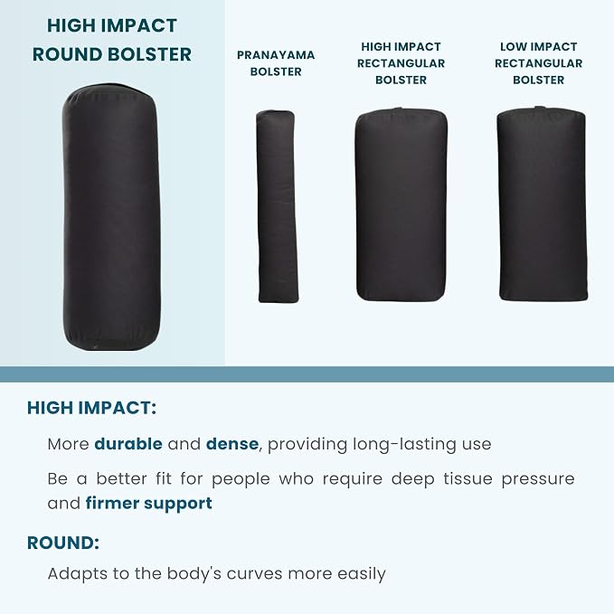 Everyday Yoga Premium Bolster, Soft & Supportive Meditation Pillow with Carry Handle, Lightweight Cushion for Restorative Yoga & Relaxation (Multi-Color)