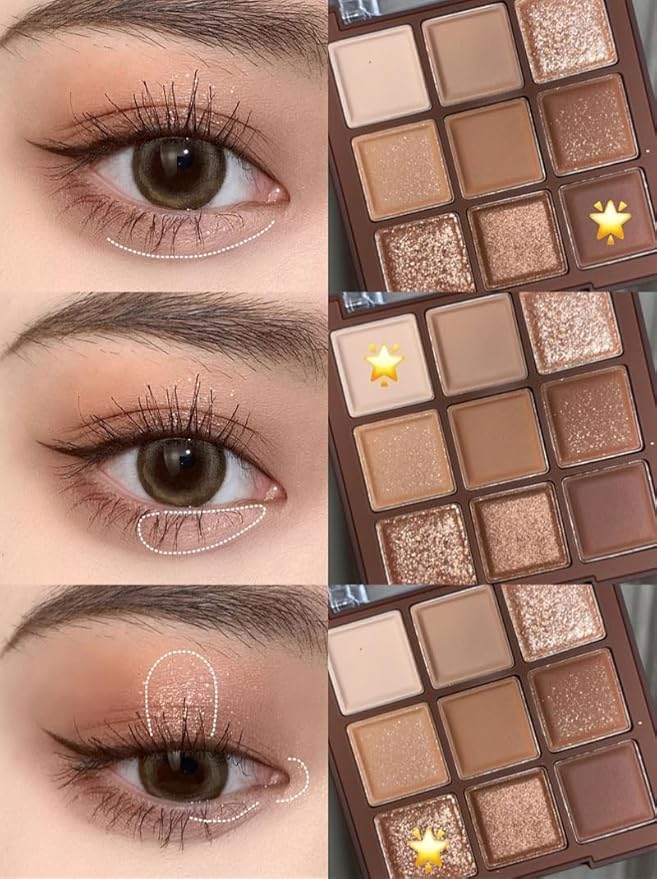 Kayswang 9 Colors Glitter Eyeshadow Makeup Palette, Eye Shadow Powder，Matte High Pigmented Colorful,Creamy Texture, Long LastingEyeshadow Powder Cosmetics,Natural Waterproof (06#)