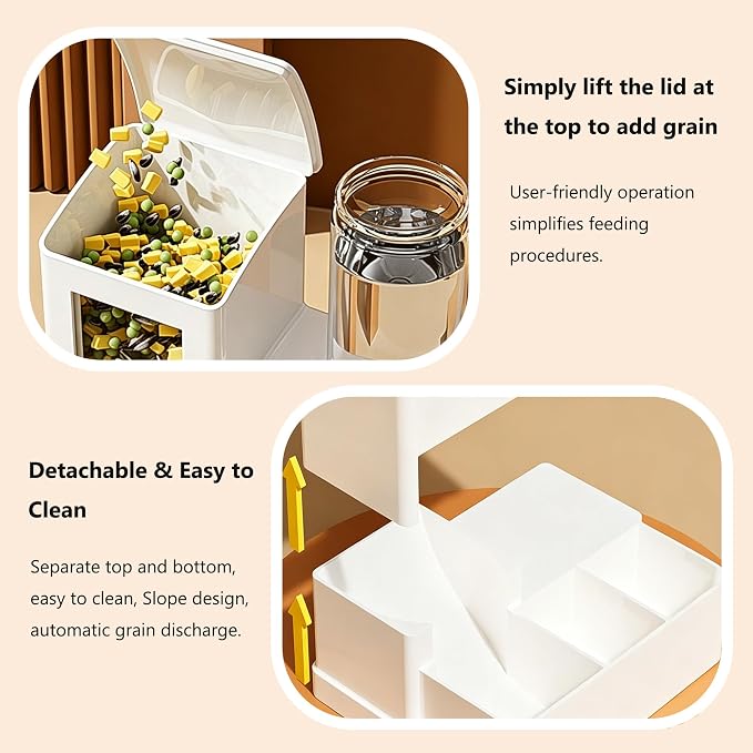 YSHOME&PET 2 in 1 Hamster Water Bottle No Drip Automatic Food Feeder | Small Animal Water Dispenser and Food Bowl with Snack Bowl Cage Accessories for Hamster Gerbils Mouse Hedgehog