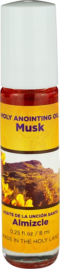Musk Holy Land Anointing Oil from Israel, 1/4 oz Roller Bottle from Jerusalem, Locally Sourced Herbs & Essences, Gift for Pastors, Priests, Rabbi, & Clergy, Aceite Ungido de Almizcle