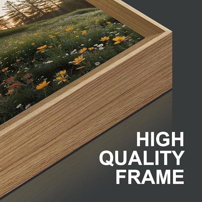 FWIEXA Mountain Canvas Wall Art Set, Framed Forest Nature Wall Decor, 3 Piece Landscape Paintings Artwork, 16x24 Inches Wildflower Pictures for Living Room, Bedroom, Office