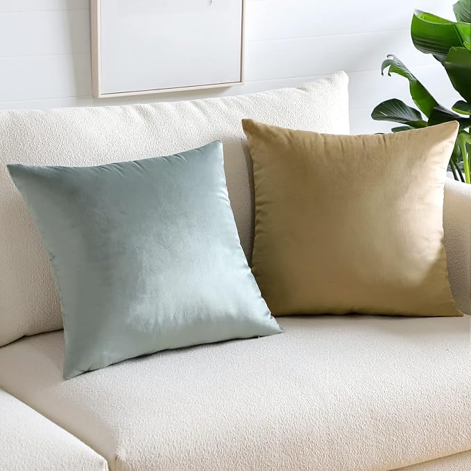 Artscope Luxury Velvet Pillow Covers Super Soft Decorative Square Throw Pillow Covers Case Cushion Covers for Sofa Couch Bedroom Car Decor 18x18 Inch Light Grey