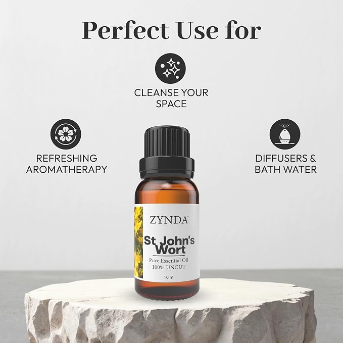 St. John’s Wort Essential Oil – 100% Pure & Natural Aromatherapy Oil | Calming & Relaxing Herbal Extract | Organic Mood Support Essential Oils for Balance & Wellness – 10ml