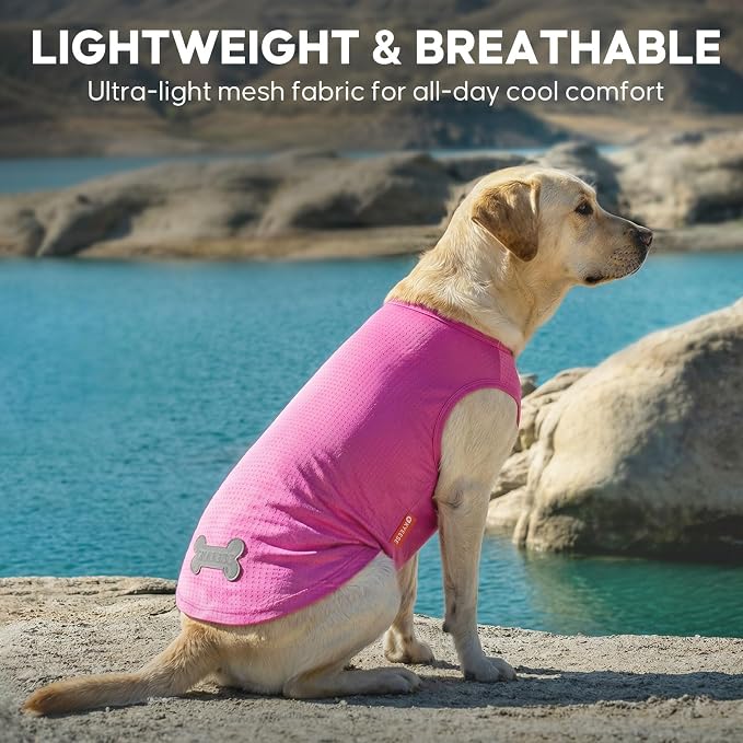 KYEESE 2Pack Dog Shirt, Lightweight Sun Protection Dog T Shirts for Large Dogs Girl, Breathable Mesh Tank Top Sleeveless Pet Reflective Vest, Soft Summer Dogs Clothes, Ice Pop+Pink, 3XL