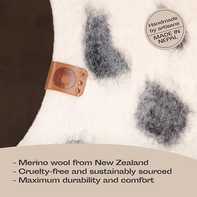 Cat Cave - Merino Wool Bed for Indoor Cats (Snow Leopard, Medium) | Cat Bed Enclosure, Premium Felt, Handmade, Super Soft, Lightweight, Breathable, Adjustable Shape