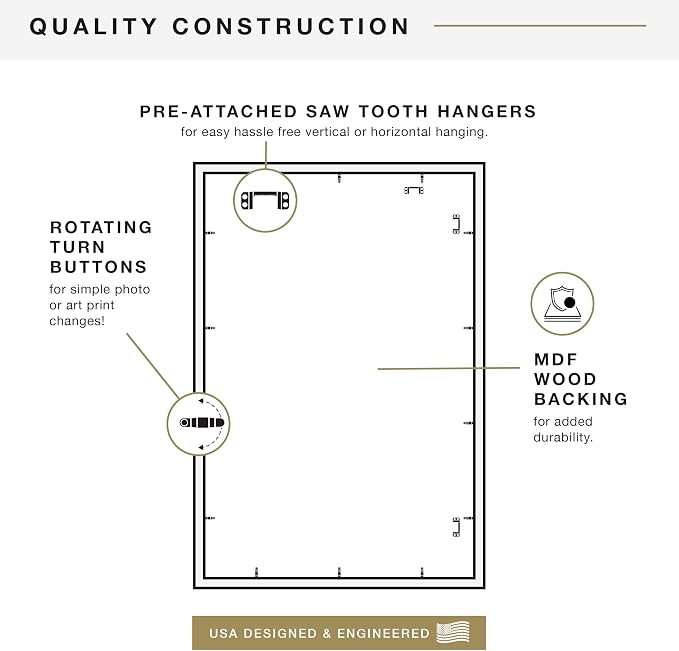 MCS Studio Gallery 24x36 Poster Frame Natural Woodgrain Engineered Wood, Vertical & Horizontal Wall Hanging Large Picture Frame for Photos, Posters & Art Prints (1-Pack)