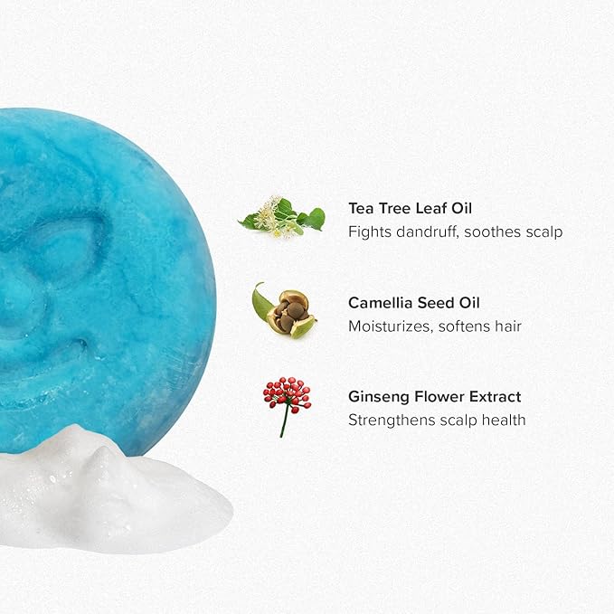 Maka Nature Low-Carbon Shampoo Bar | Korean K-Beauty Haircare with Natural Ingredients for Dry Scalp & Hair Types | Vegan, Eco-Friendly, pH balanced, 3.35oz (Tea Tree), Made in Korea