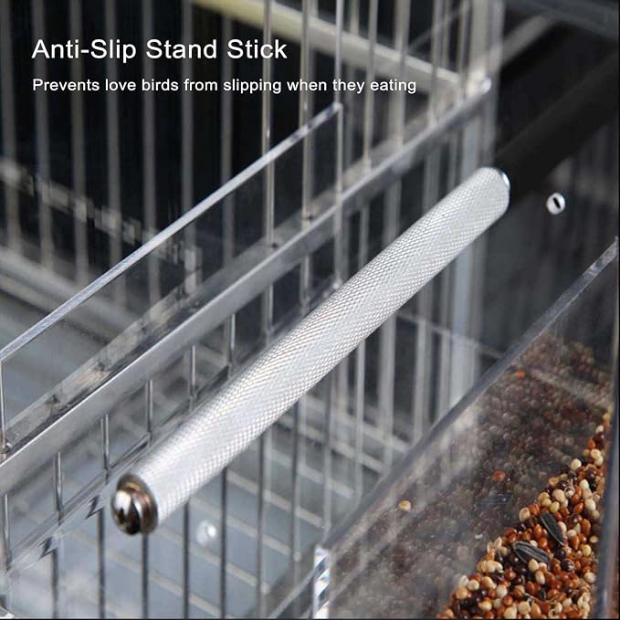 Automatic Acrylic Bird Feeder No Mess Bird Feeder Cage for Small Birds | Automatic Bird Feeder for Cage, Suitable for Parrots Canary Parakeet Budgerigar Crested Myna Cockatiel
