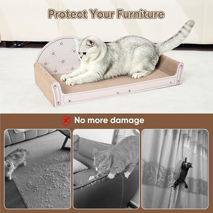 NATUYA 26'' Large Cat Scratcher Couch for Indoor Cats | Cat Scratcher, Sisal Material, Large Size, Cat Bed