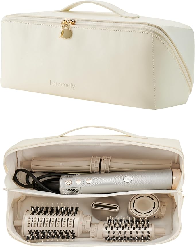 AirEdge A3 Hair Styler Bag Luxurious Leather Build Travel-Ready Design Fits All Accessories of Multi-Styler Brushes, nozzles, Curls Universal Fit